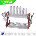 High Quality Metal Chromed Dish Drainer with Wooden Plate